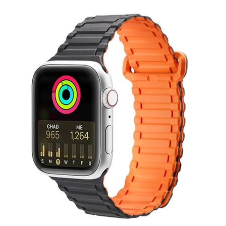 Dux Ducis Apple Uyumlu Watch 42/44/45MM için Manyetik Armor Silikon Kordon Kayış-(5775)