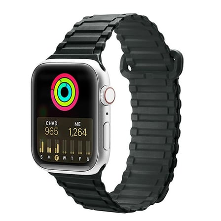 Dux Ducis Apple Uyumlu Watch 42/44/45MM için Manyetik Armor Silikon Kordon Kayış-(5775)