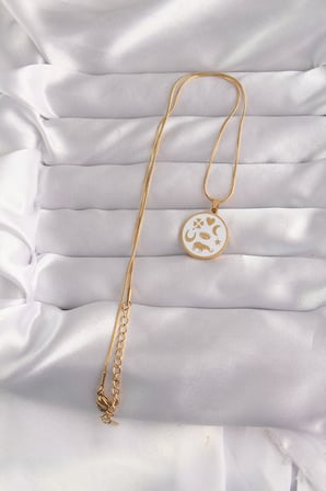 316L Çelik Gold Renk Beyaz Mineli Karışık Figürlü Tarot Kolye 5886