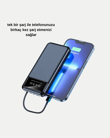 Powerbank 20000 mAh 4 Çıkışlı Hızlı Şarjlı ve LED Göstergeli