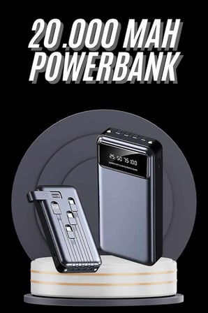 Hızlı Şarj Özellikli 20.000 Mah Dijital Göstergeli USB Girişli Android ve İOS