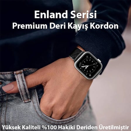 Dux Ducis Apple Uyumlu Watch 42/44/45MM için Enland Serisi Premium Deri Kayış Kordon-(57