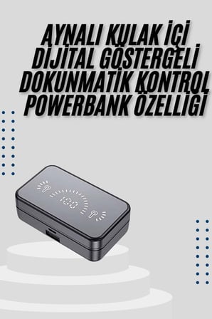Yeni Nesil Kablosuz Kulaklık Aynalı Powerbank Özellikli Bluetooth Bağlantılı D