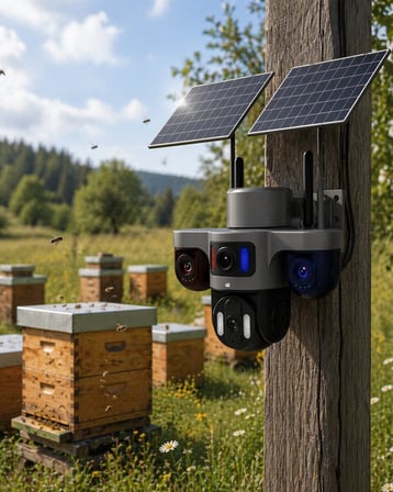 Güneş Enerjili Yayla Kamerası 4G SIM Kartlı 3 Lensli Bahçe Güvenlik Kamerası 