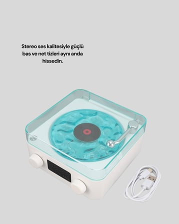3-1 Kablosuz Bluetooth Hoparlör – Gece Lambalı Saatli Retro Tasarım