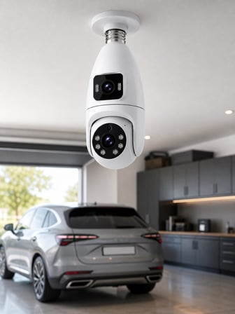 Gece Görüşlü Çift Lens Wi-Fi Ampul Kamera Mobil Takip Destekli