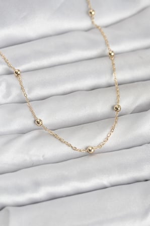 CM 14K Gold Renk Pirinç Top Zincirli 60 cm Kadın Kolye 5886