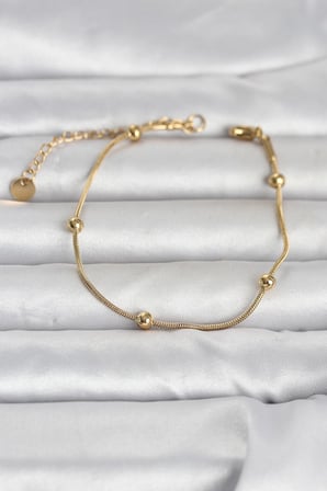 316L Çelik Gold Renk Top Zincirli Kadın Bileklik 5886