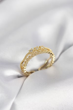 Gold Renk Minimal Yıldızlı Model Kadın Yüzük 5886