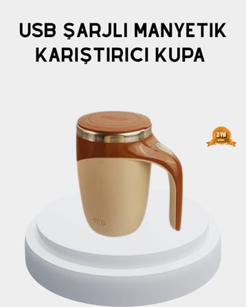 Şarjlı Otomatik Karıştırıcı Kupa Manyetik Mix Kupa Paslanmaz Çelik İç Asta