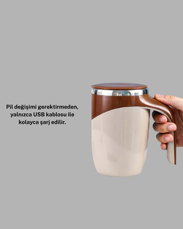 Şarjlı Otomatik Karıştırıcı Kupa Manyetik Mix Kupa Paslanmaz Çelik İç Asta