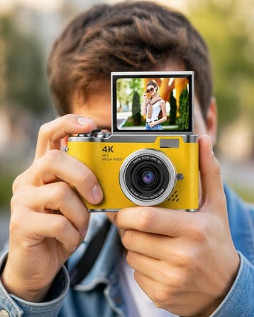48 MP 4K Dijital Kamera Flip Ekranlı Vlog Selfie Çekim Profesyonel Fotoğraf Makin
