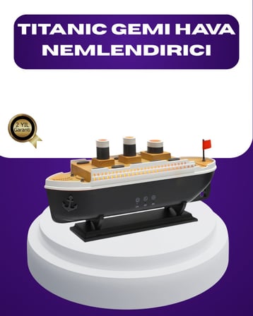 Titanik Gemi Tasarımlı LED Işıklı Hava Nemlendirici Buhar Efektli Oda Difüzör