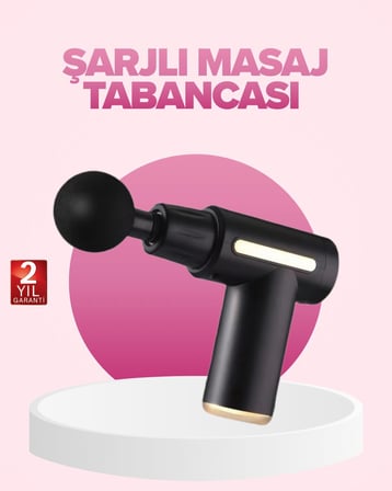 Profesyonel Masaj Tabancası 6 Kademeli Derin Kas Terapisi 4 Başlıklı Şarjlı Se
