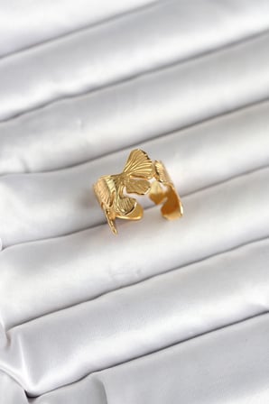 316L Çelik Gold Renk Lotus Model Kadın Yüzük 5886