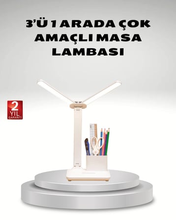 Kısılabilir LED Masa Lambası – Kalemlik ve Telefon Standlı Göz Yormayan Işı