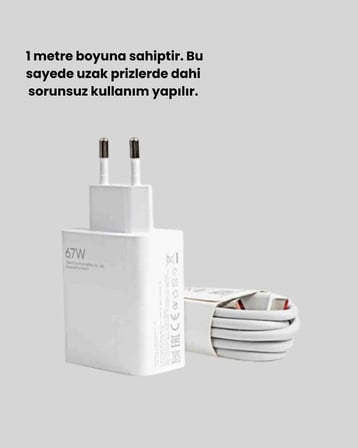 67 Watt Güvenli Hızlı Şarj Adaptörü Samsung M31 M33 M51 Uyumlu