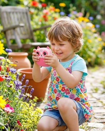Çocuklar İçin Baskılı Mini Kamera 6 Kalem 5 Kağıt Rulosu Hediyeli Eğlenceli 