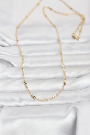 CM 14K Gold Renk Bar Zincir Model 60 cm Kadın Kolye 5886