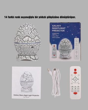 Yıldızlı Gökyüzü Dinozor Yumurta Projektör – Ayarlanabilir Parlaklık ve H?