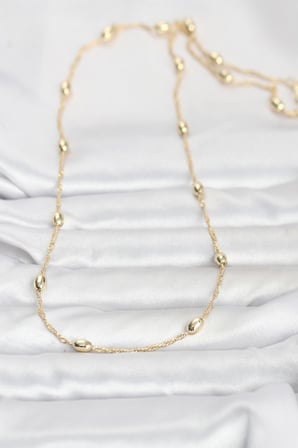 CM 14K Gold Renk Topçuklu Burgu Zincir Model 60 cm Kadın Kolye 5886