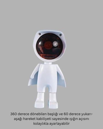 360° Ayarlanabilir Başlıklı Astronot Gece Lambası