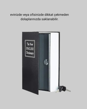 Sözlük Görünümlü Gizli Kitap Kasa – Anahtarlı Metal İç Kasa Kompakt Boyut