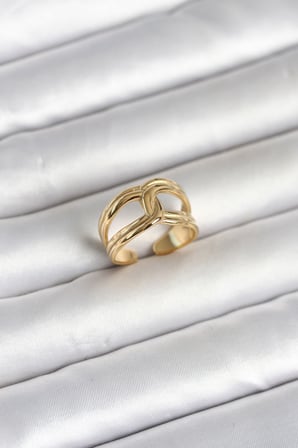 316L Çelik Gold Renk Düğüm Model Kadın Yüzük 5886