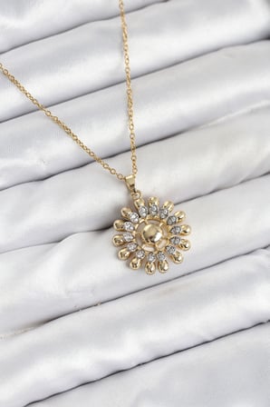 316L Çelik Zincir Gold Renk Güneş Model Kadın Kolye 5886