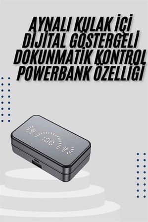 Yeni Nesil Kablosuz Kulaklık Aynalı Powerbank Özellikli Bluetooth Bağlantılı D