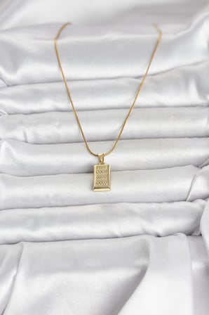 316L Çelik Zincir Gold Renk Külçe Altın Model Kadın Kolye 5886