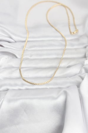 CM 14K Gold Renk Yassı Zincir Model 60 cm Kadın Kolye 5886