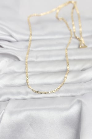 CM 14K Gold Renk Lazerli Yassı Model Zincirli 60 cm Kadın Kolye 5886