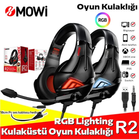 XMOWi R2 Gaming Mikrofonlu RGB Oyuncu Kulaklılığı Gurultu Engelleyici Kulaklik-(
