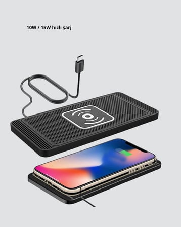 Manyetik Şarj Pedi 7.5W 10W 15W Hızlı Şarj Kaymaz Tabanlı