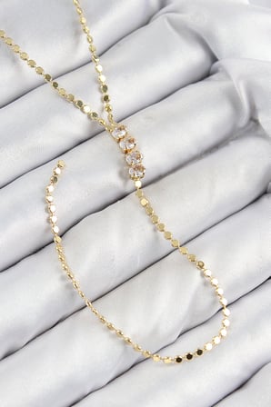 Pirinç Zirkon Taşlı Ezme Zincirli Model Gold Renk Y Kolye 5886