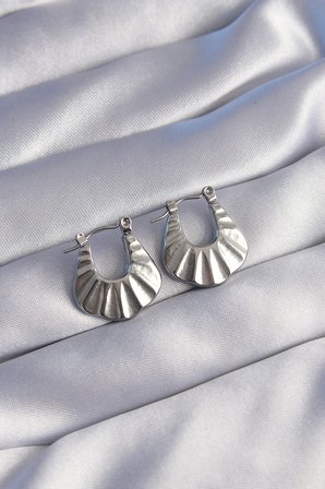 316L Çelik Gümüş Renk Kabartmalı Görünüm Küpe 5886
