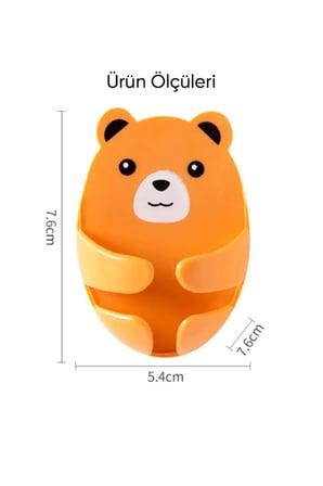 4'lü Renkli Ayı Desenli Kablo Tutucu Yapışkanlı Fiş Askısı Priz Düzenleyici Organizer 7.6x5.4