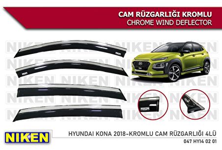 Hyundai Kona 2018 Sonrası Kromlu Cam Rüzgarlığı 4'lü