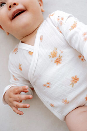 Müslin Kruvaze Body  | Peachy Flowers