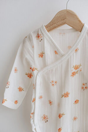 Müslin Kruvaze Body  | Peachy Flowers