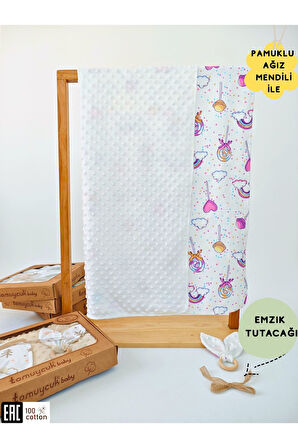 Nohut Desenli %100 Pamuklu Çift Katlı Bebek Battaniyesi – 85x85 cm Kız/Erkek Kundak & Mevsimlik Örtü