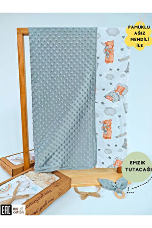 Nohut Desenli %100 Pamuklu Çift Katlı Bebek Battaniyesi – 85x85 cm Kız/Erkek Kundak & Mevsimlik Örtü