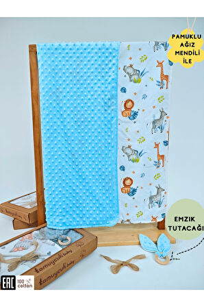 Nohut Desenli %100 Pamuklu Çift Katlı Bebek Battaniyesi – 85x85 cm Kız/Erkek Kundak & Mevsimlik Örtü