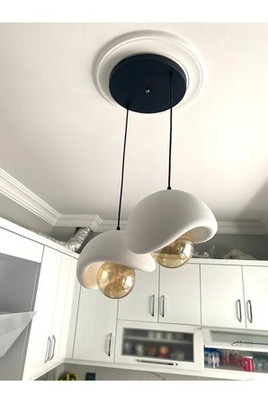Beton Görünümlü Modern Şık İskandinav Tarz 2 Başlı Avize (25cm) (AMPUL DAHİL DEĞİLDİR) NESTVİBE