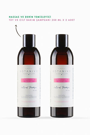 Köpekler Için Hassas Şampuan 2’li Set | Yumuşak & Parlak Tüyler | Organik Içerikli | 2x250 ml