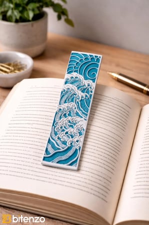 Mavi Dalgalar Desenli Kitap Ayracı