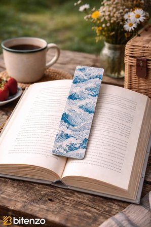 Mavi Dalga Desenli Kitap Ayracı