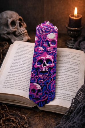 Neon Skull Art – Desenli Kitap Ayracı