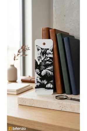 Yavru Kedi ve Kelebek Figürlü Kabartma Dokulu Kitap Ayracı - Sevimli Tasarım Kitap Aksesuarı